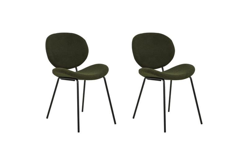 Set med 2 matstolar Luana - Grön, Svart/Bouclé - Möbler - Stolar & fåtöljer - Matstol & köksstol