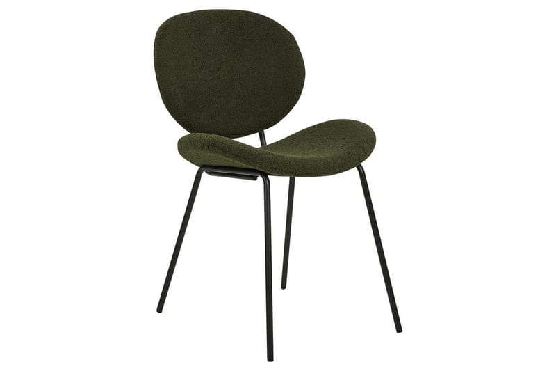 Set med 2 matstolar Luana - Grön, Svart/Bouclé - Möbler - Stolar & fåtöljer - Matstol & köksstol