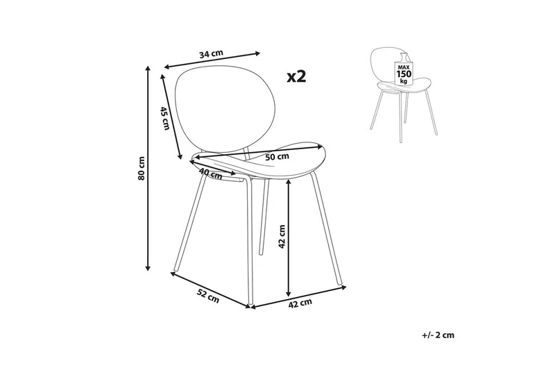 Set med 2 matstolar Luana - Svart, Vit/Polyester - Möbler - Stolar & fåtöljer - Matstol & köksstol