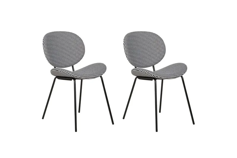 Set med 2 matstolar Luana, Svart, Vit/Polyester