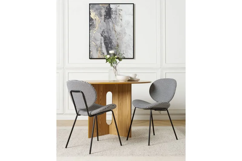 Set med 2 matstolar Luana - Svart, Vit/Polyester - Möbler - Stolar & fåtöljer - Matstol & köksstol