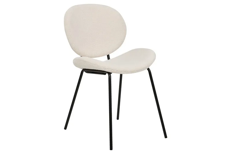 Set med 2 matstolar Luana - Vit, Svart/Bouclé - Möbler - Stolar & fåtöljer - Matstol & köksstol