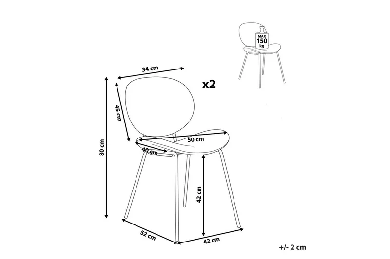 Set med 2 matstolar Luana - Vit, Svart/Bouclé - Möbler - Stolar & fåtöljer - Matstol & köksstol