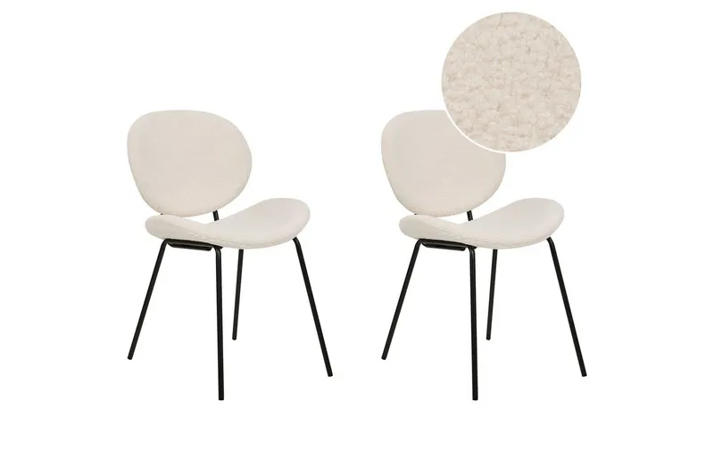 Set med 2 matstolar Luana - Vit, Svart/Bouclé - Möbler - Stolar & fåtöljer - Matstol & köksstol