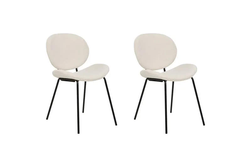 Set med 2 matstolar Luana - Vit, Svart/Bouclé - Möbler - Stolar & fåtöljer - Matstol & köksstol
