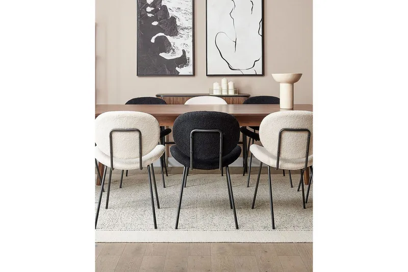 Set med 2 matstolar Luana - Vit, Svart/Bouclé - Möbler - Stolar & fåtöljer - Matstol & köksstol