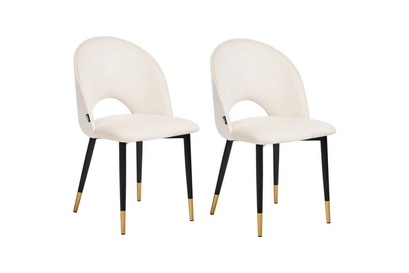 Set med 2 matstolar Magalia, Beige, svart, guld