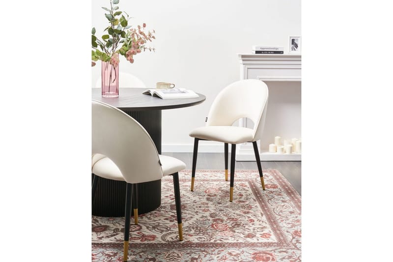 Set med 2 matstolar Magalia - Beige, svart, guld - Möbler - Stolar & fåtöljer - Matstol & köksstol