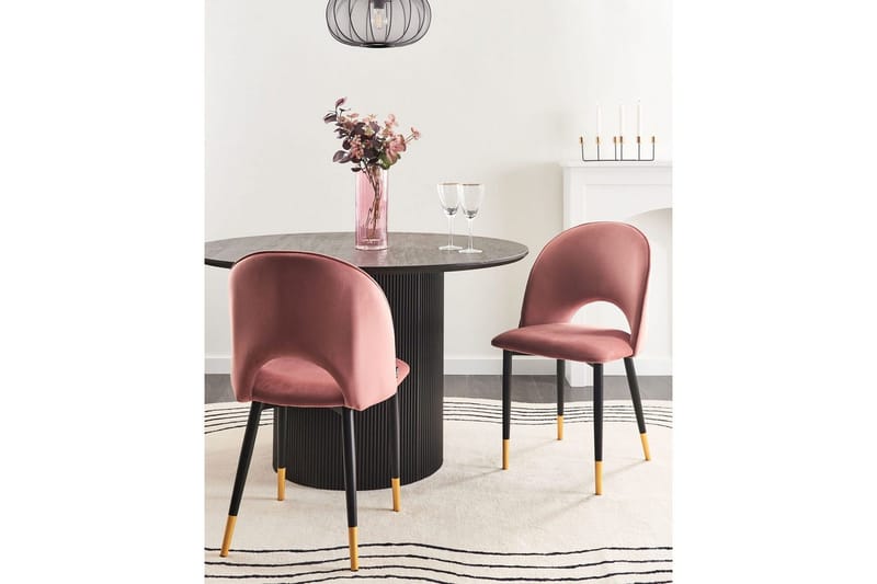 Set med 2 matstolar Magalia - Rosa, svart, guld - Möbler - Stolar & fåtöljer - Matstol & köksstol