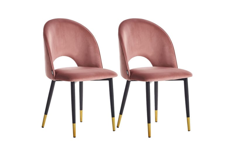 Set med 2 matstolar Magalia, Rosa, svart, guld