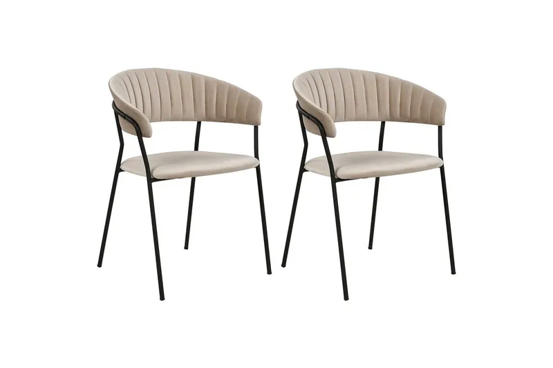 Set med 2 matstolar Mariposa, Beige, svart/Sammet
