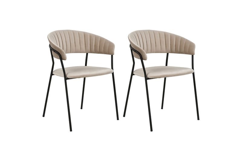 Set med 2 matstolar Mariposa - Beige, svart/Sammet - Möbler - Stolar & fåtöljer - Matstol & köksstol