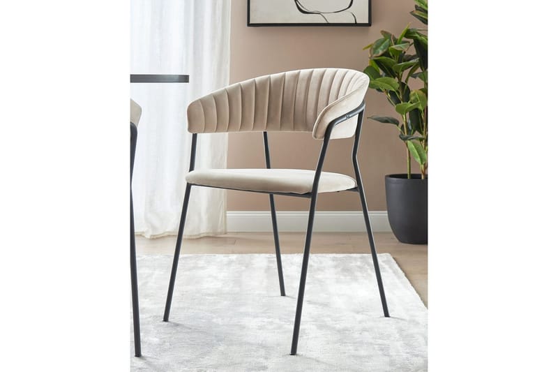 Set med 2 matstolar Mariposa - Beige, svart/Sammet - Möbler - Stolar & fåtöljer - Matstol & köksstol