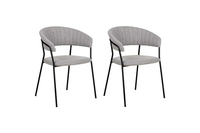 Set med 2 matstolar Mariposa - Grå, svart/Bouclé - Möbler - Stolar & fåtöljer - Matstol & köksstol