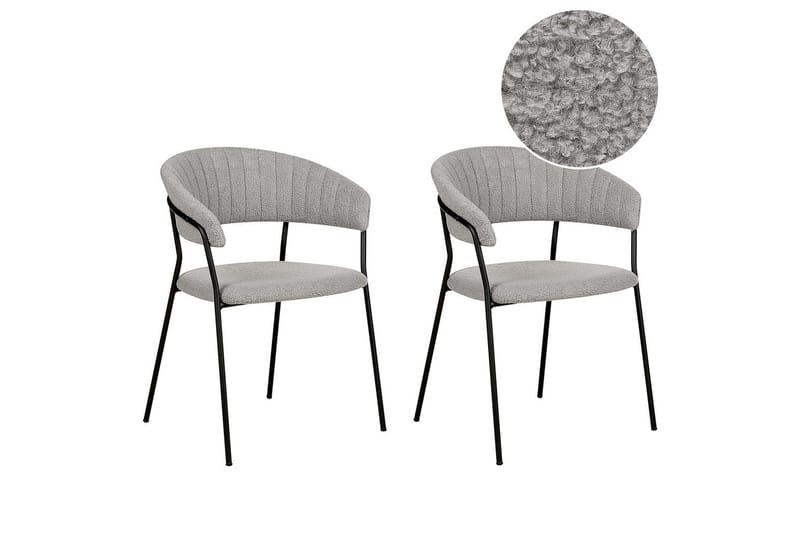 Set med 2 matstolar Mariposa - Grå, svart/Bouclé - Möbler - Stolar & fåtöljer - Matstol & köksstol