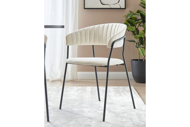 Set med 2 matstolar Mariposa - Krämvit, Svart/Sammet - Möbler - Stolar & fåtöljer - Matstol & köksstol