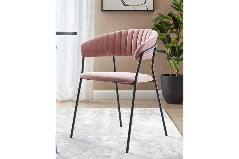 Set med 2 matstolar Mariposa - Rosa, Svart/Sammet - Möbler - Stolar & fåtöljer - Matstol & köksstol