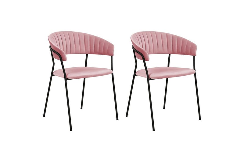 Set med 2 matstolar Mariposa - Rosa, Svart/Sammet - Möbler - Stolar & fåtöljer - Matstol & köksstol