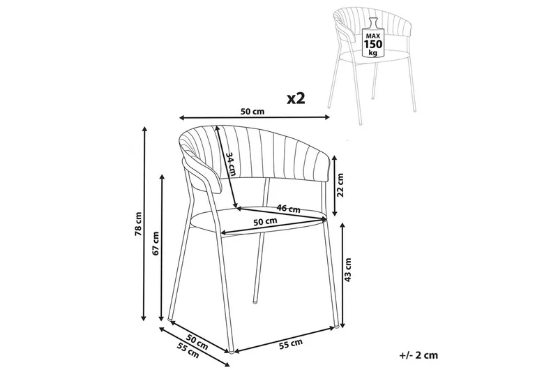 Set med 2 matstolar Mariposa - Vit, Svart/Bouclé - Möbler - Stolar & fåtöljer - Matstol & köksstol