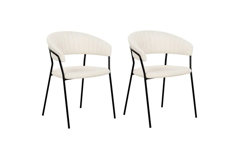 Set med 2 matstolar Mariposa - Vit, Svart/Bouclé - Möbler - Stolar & fåtöljer - Matstol & köksstol