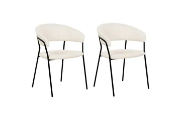 Set med 2 matstolar Mariposa - Vit, Svart/Bouclé - Möbler - Stolar & fåtöljer - Matstol & köksstol