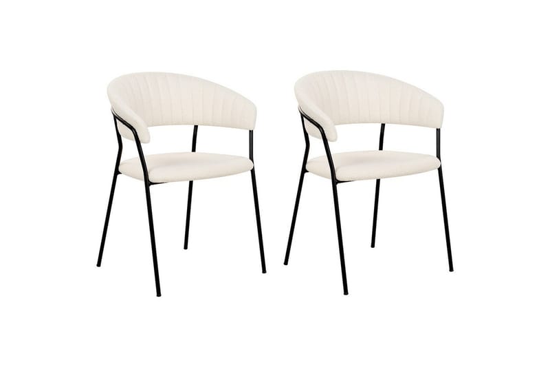 Set med 2 matstolar Mariposa - Vit, Svart/Bouclé - Möbler - Stolar & fåtöljer - Matstol & köksstol