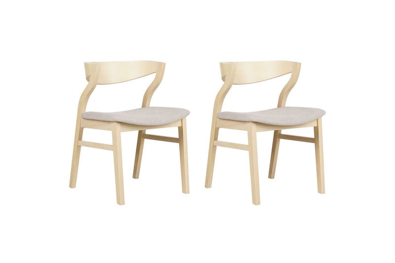 Set med 2 matstolar Maroa, Ljus trä, beige