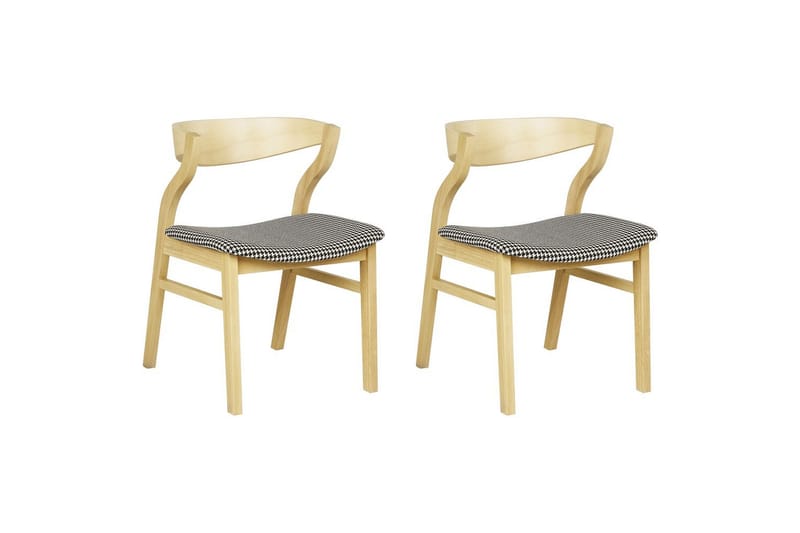 Set med 2 matstolar Maroa, Ljus trä, svart, vit