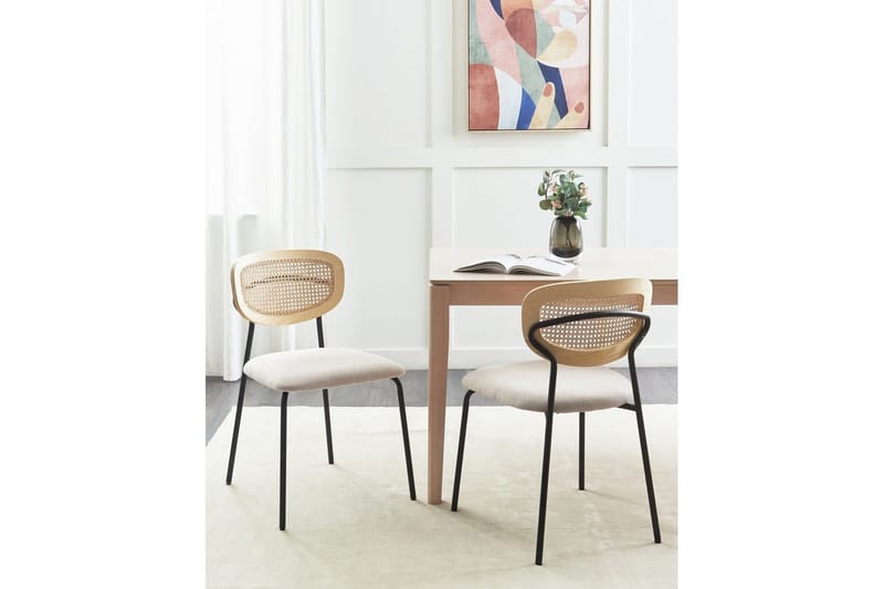 Set med 2 matstolar Mayetta - Natur, Beige, Svart - Möbler - Stolar & fåtöljer - Matstol & köksstol