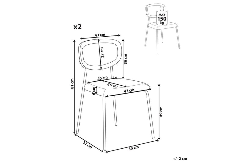 Set med 2 matstolar Mayetta - Natur, Beige, Svart - Möbler - Stolar & fåtöljer - Matstol & köksstol