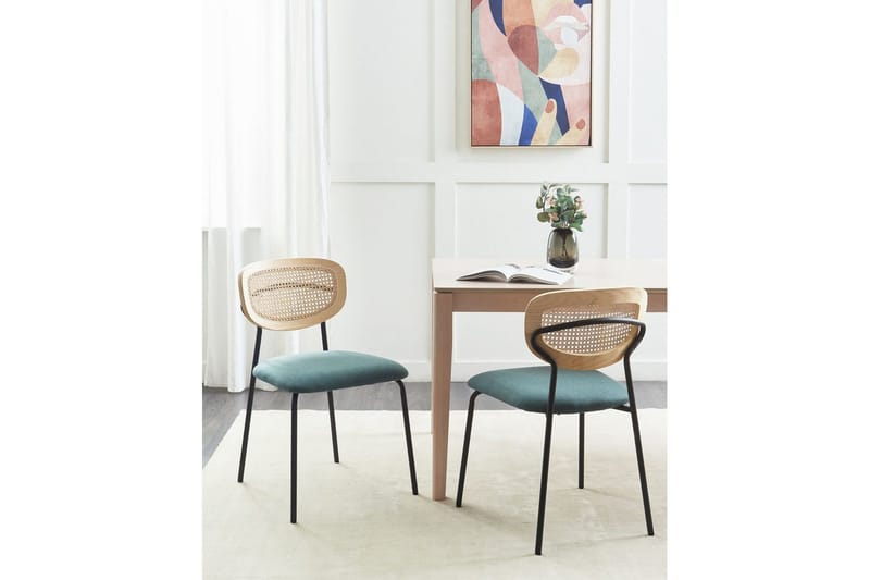 Set med 2 matstolar Mayetta - Natur, blå, svart - Möbler - Stolar & fåtöljer - Matstol & köksstol