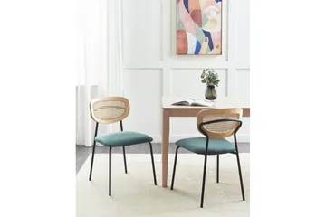Set med 2 matstolar Mayetta - Natur, blå, svart - Möbler - Stolar & fåtöljer - Matstol & köksstol