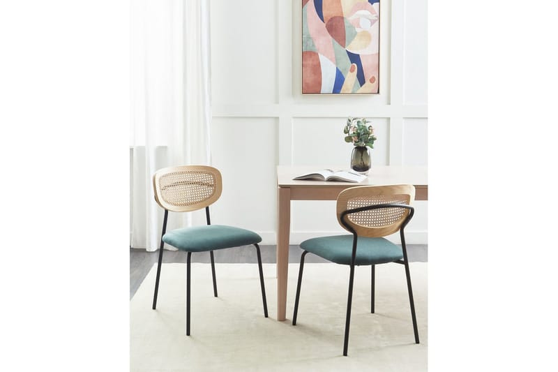 Set med 2 matstolar Mayetta - Natur, blå, svart - Möbler - Stolar & fåtöljer - Matstol & köksstol