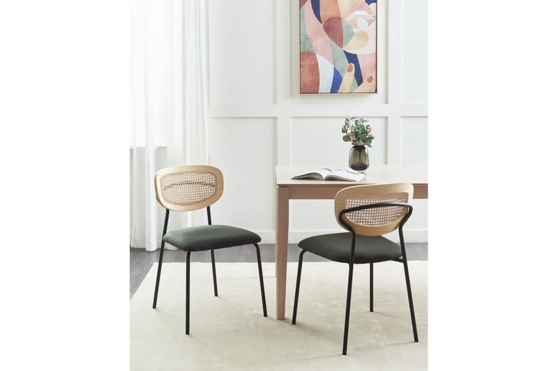 Set med 2 matstolar Mayetta - Natur, grön, svart - Möbler - Stolar & fåtöljer - Matstol & köksstol