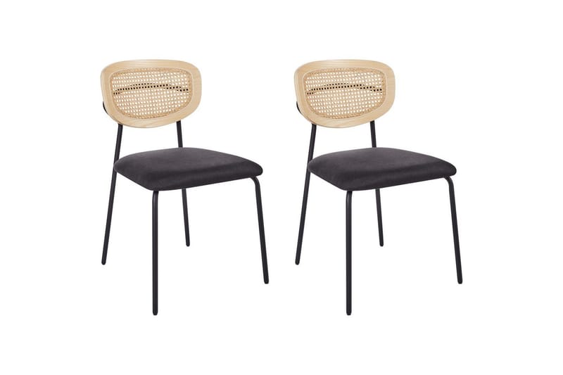Set med 2 matstolar Mayetta, Natur, svart