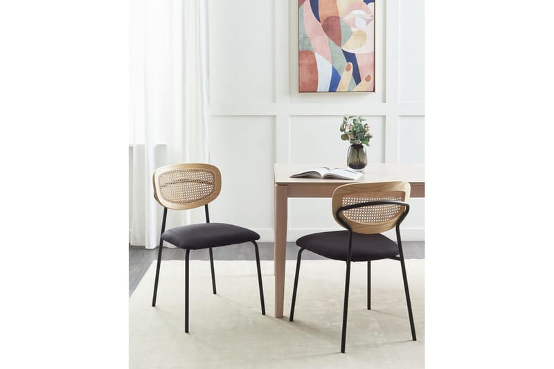 Set med 2 matstolar Mayetta - Natur, svart - Möbler - Stolar & fåtöljer - Matstol & köksstol