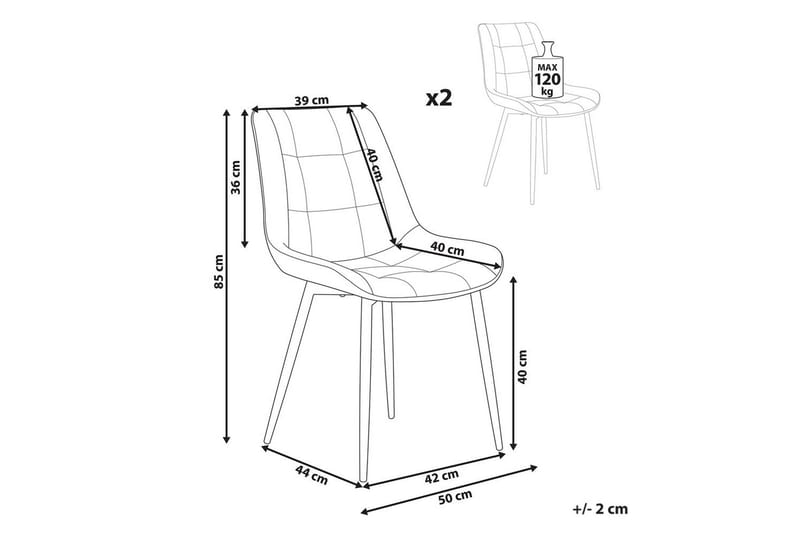 Set med 2 matstolar Melrose - Grå, svart - Möbler - Stolar & fåtöljer - Matstol & köksstol
