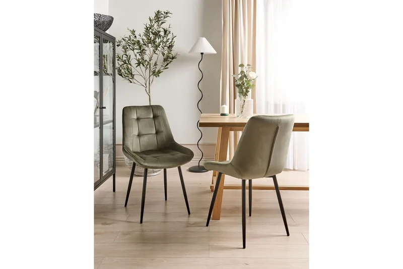 Set med 2 matstolar Melrose - Grön, Svart - Möbler - Stolar & fåtöljer - Matstol & köksstol