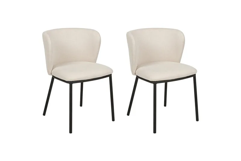 Set med 2 matstolar Mina - Beige, svart/Polyester - Möbler - Stolar & fåtöljer - Matstol & köksstol