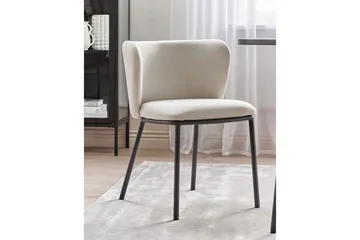 Set med 2 matstolar Mina - Beige, svart/Polyester - Möbler - Stolar & fåtöljer - Matstol & köksstol