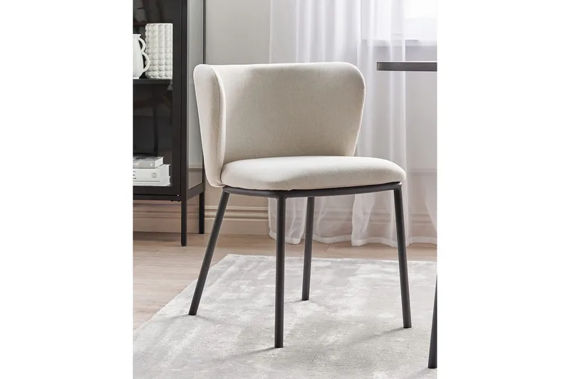 Set med 2 matstolar Mina - Beige, svart/Polyester - Möbler - Stolar & fåtöljer - Matstol & köksstol