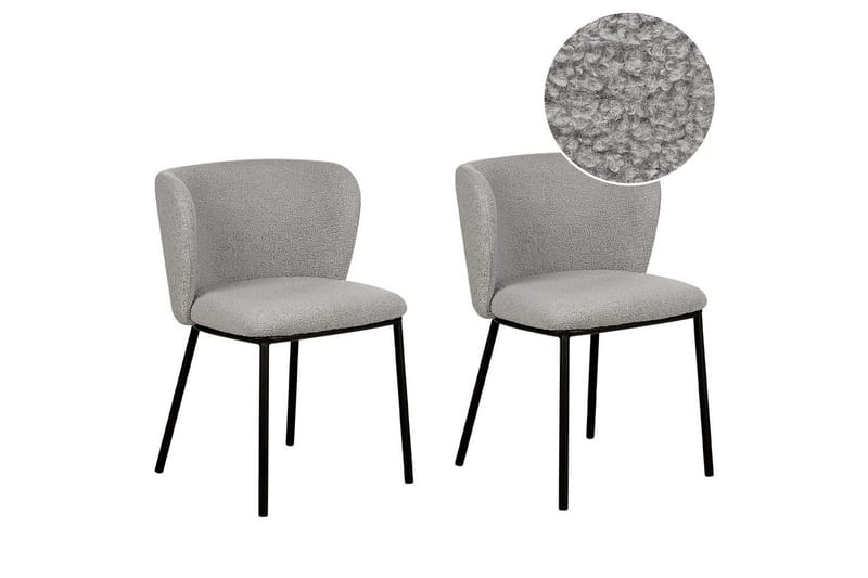 Set med 2 matstolar Mina, Grå, svart/Bouclé