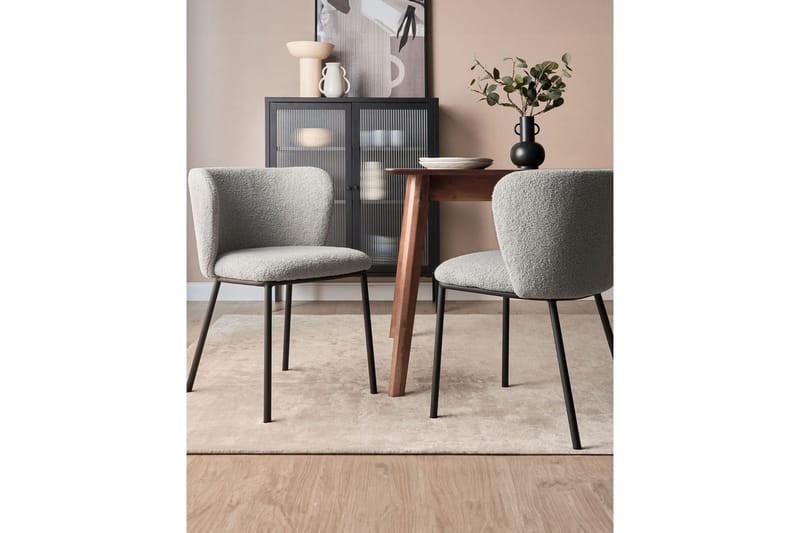 Set med 2 matstolar Mina - Grå, svart/Bouclé - Möbler - Stolar & fåtöljer - Matstol & köksstol
