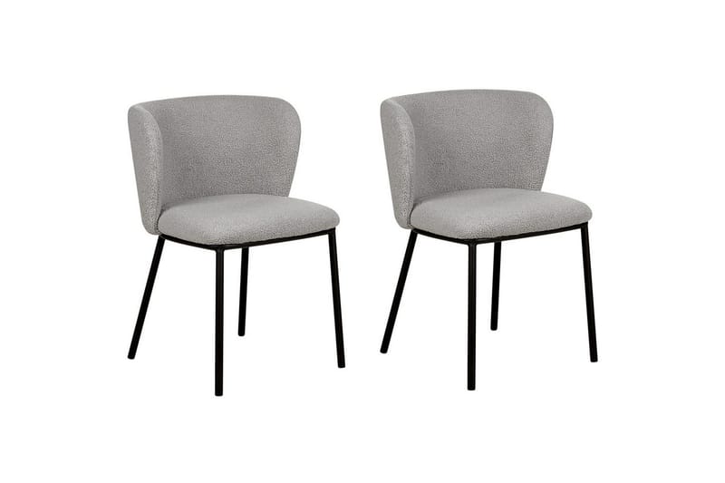 Set med 2 matstolar Mina - Grå, svart/Bouclé - Möbler - Stolar & fåtöljer - Matstol & köksstol
