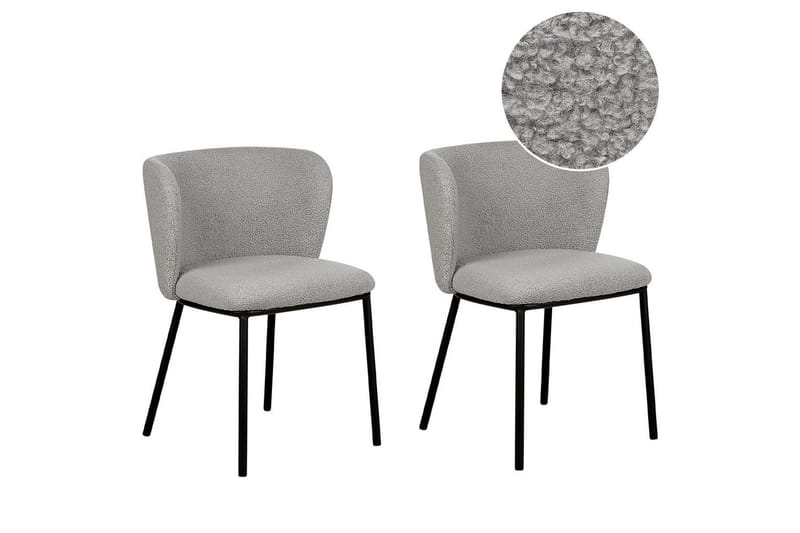 Set med 2 matstolar Mina - Grå, svart/Bouclé - Möbler - Stolar & fåtöljer - Matstol & köksstol