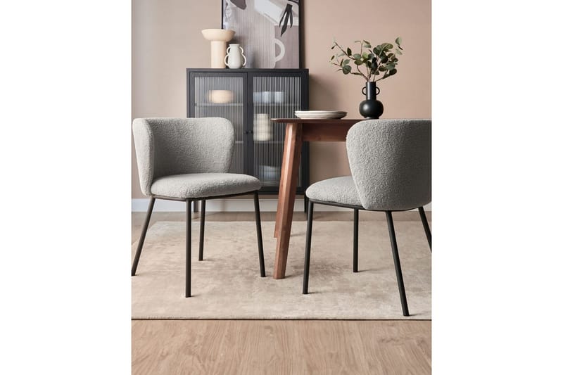 Set med 2 matstolar Mina - Grå, svart/Bouclé - Möbler - Stolar & fåtöljer - Matstol & köksstol