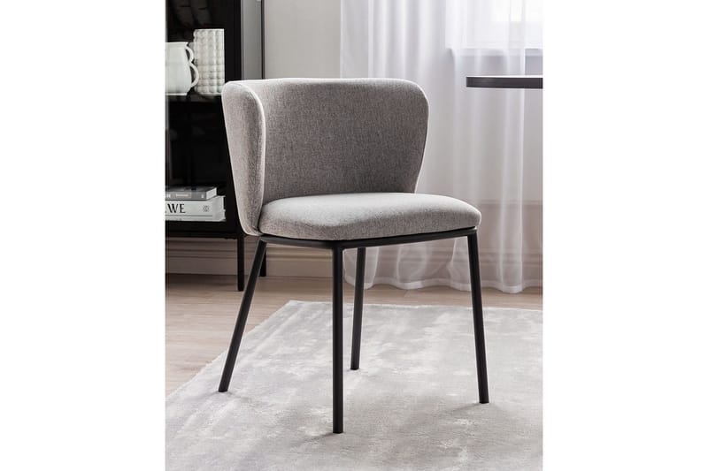 Set med 2 matstolar Mina - Grå, svart/Polyester - Möbler - Stolar & fåtöljer - Matstol & köksstol