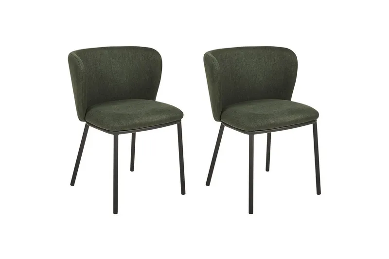 Set med 2 matstolar Mina - Grön, Svart/Polyester - Möbler - Stolar & fåtöljer - Matstol & köksstol