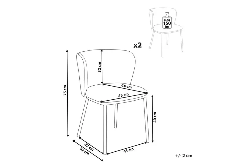 Set med 2 matstolar Mina - Grön, Svart/Polyester - Möbler - Stolar & fåtöljer - Matstol & köksstol
