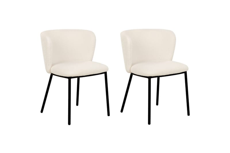 Set med 2 matstolar Mina - Vit, Svart/Bouclé - Möbler - Stolar & fåtöljer - Matstol & köksstol